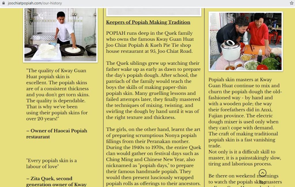 website copywriting for food heritage company